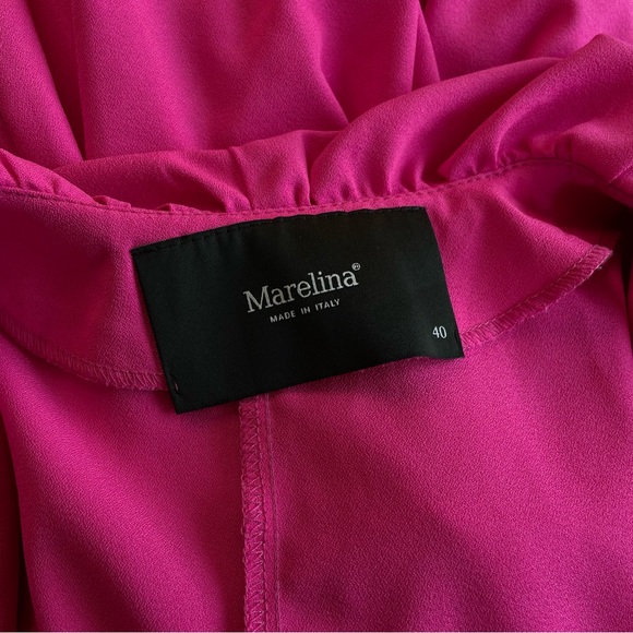 Marelina Hot Pink Ruffle Mini Wrap Dress 40 Small - Picture 13 of 15